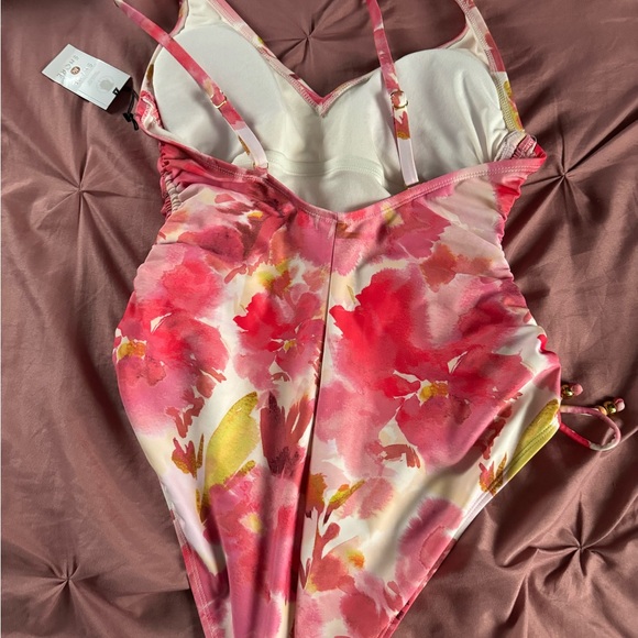 Women's Plunge Side-Tie One Piece Swimsuit - Shade & Shore™ Multi Floral Print - Picture 2 of 5